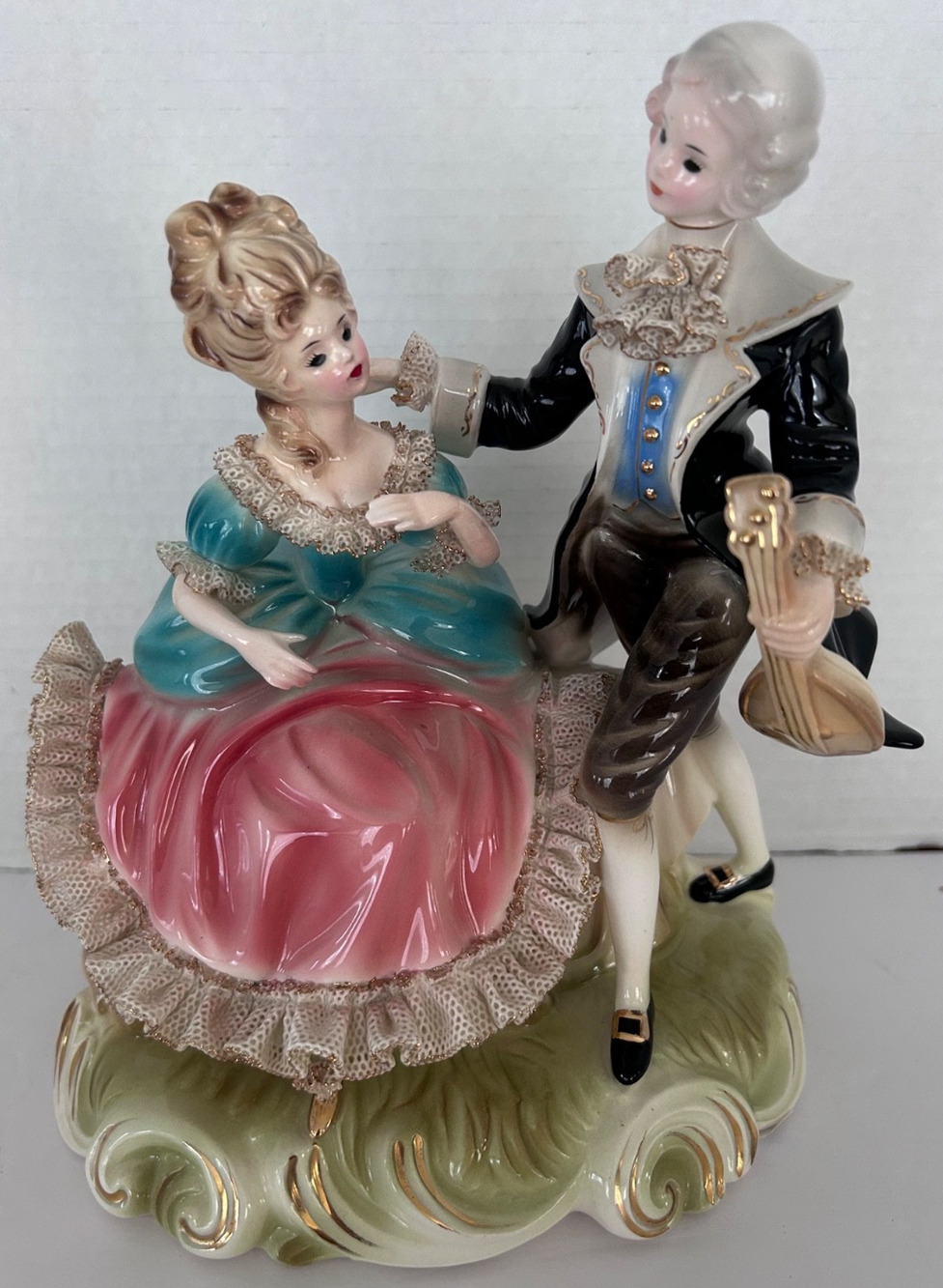Vintage Josef Originals Ceramic Figurine "French Lace" 18th Century Couple 8.75"